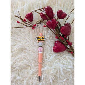 Teacher Themed Pen Pink/White/Silver One Size